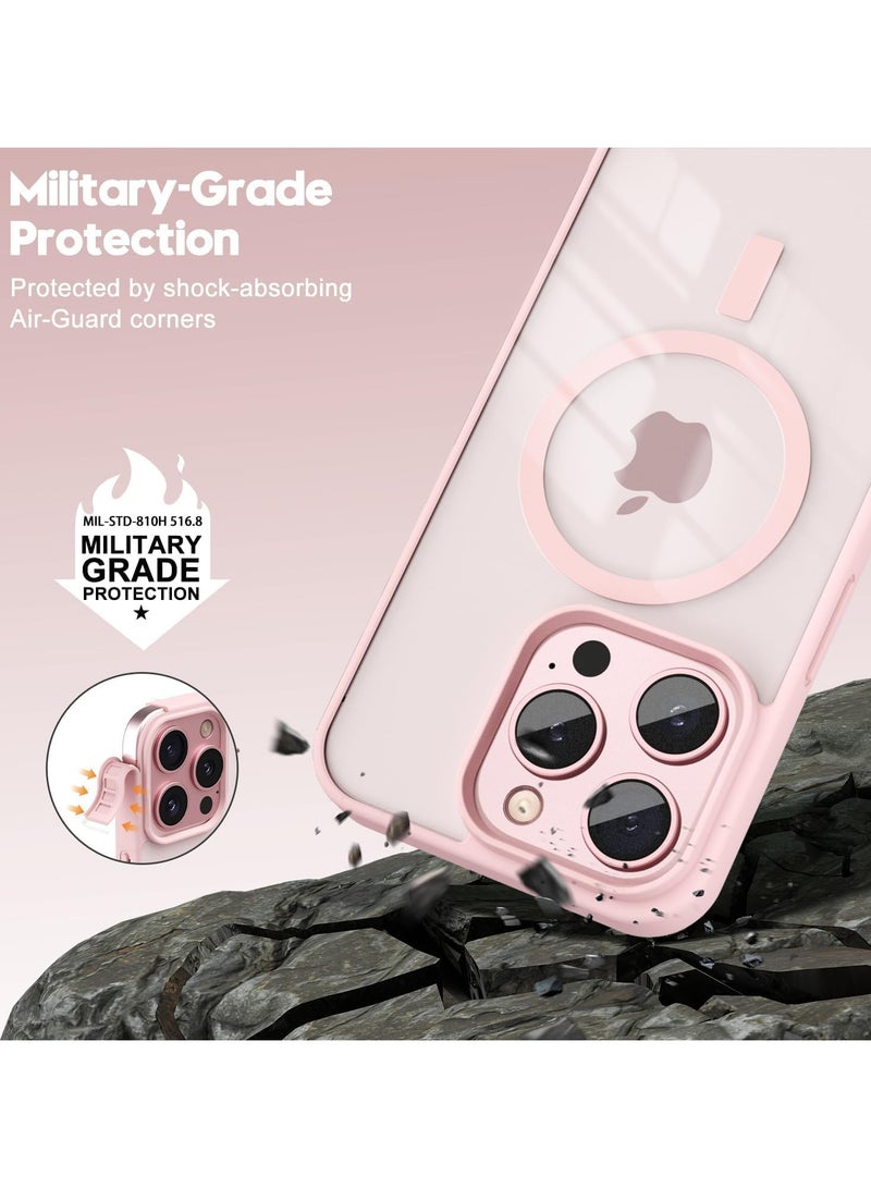 Magnetic Case for iPhone 16 Pro Compatible with MagSafe, Translucent Matte Back Slim Shockproof Phone Cover Pink - Image 3