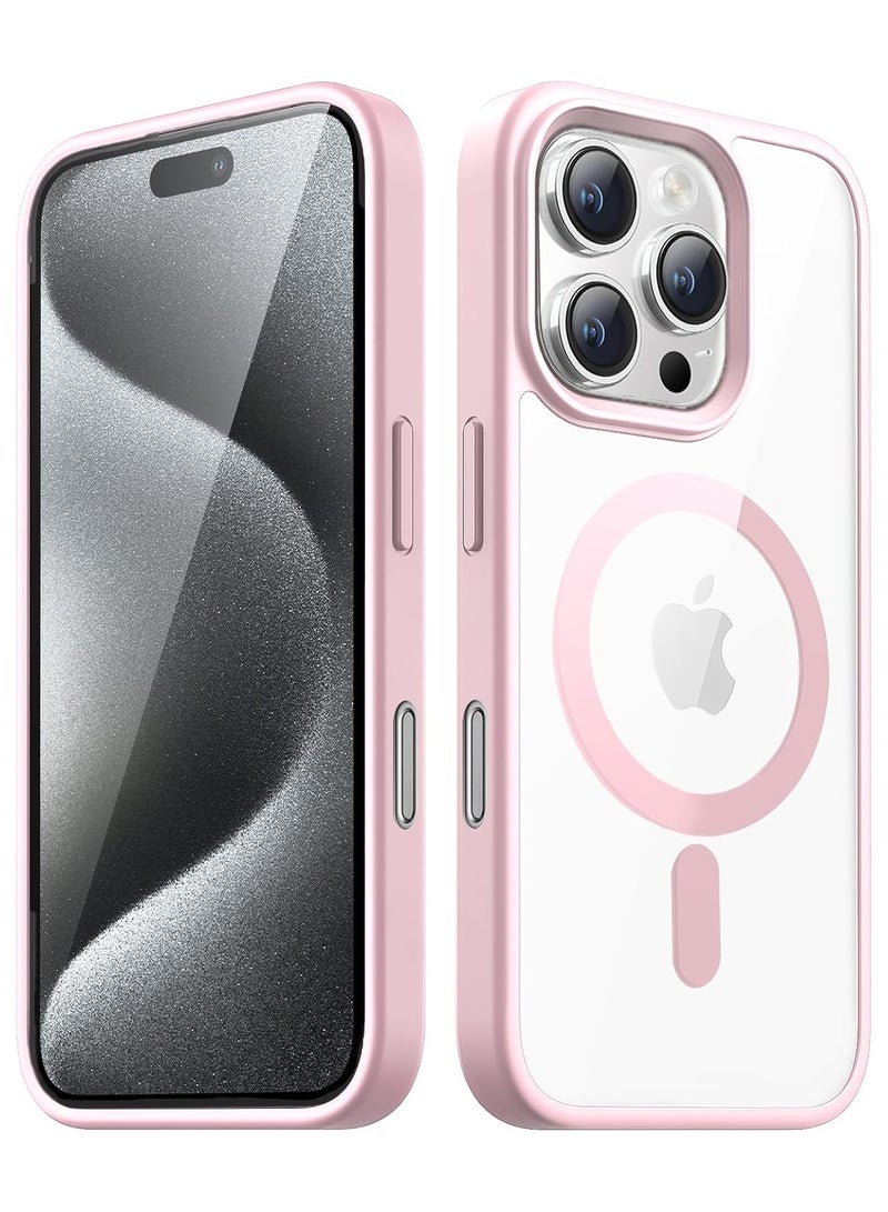 Magnetic Case for iPhone 16 Pro Compatible with MagSafe, Translucent Matte Back Slim Shockproof Phone Cover Pink - Image 1