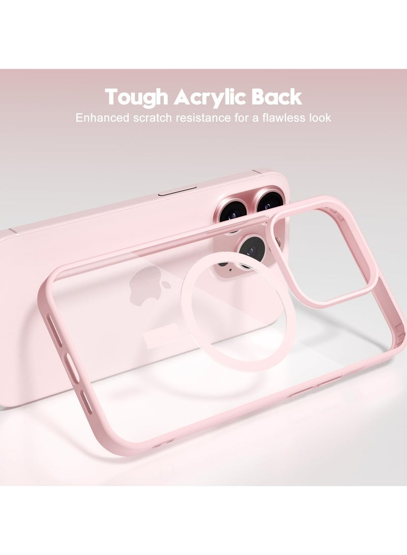 Magnetic Case for iPhone 16 Pro Compatible with MagSafe, Translucent Matte Back Slim Shockproof Phone Cover Pink - Image 2