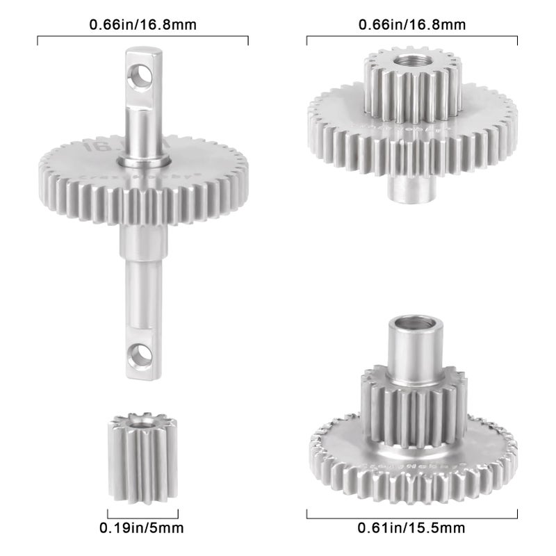 CrazyHobby Transmission Gear Set Stainless Steel High Speed Diff Gear for Traxxas TRX4M TRX4MT 1/18 RC Crawler Upgrades (16.6:1) - Image 5