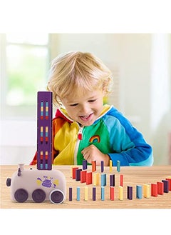 Y&D Automatic Domino Train Blocks Set, Laying Electric Train, Dominoes Set with 1 Slot and 80pcs Blocks, Creative Sound for Kids  - Image 4