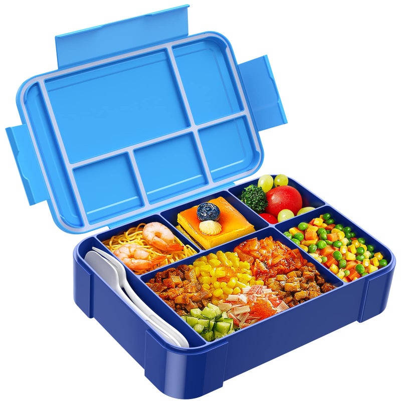 Jelife Bento Lunch Box for Kids  1450ml Leakproof Kids Bento Box 6 Compartments Toddler Lunch boxes with Silverware for Back to School Reusable LunchBox Snack Container for Daycare