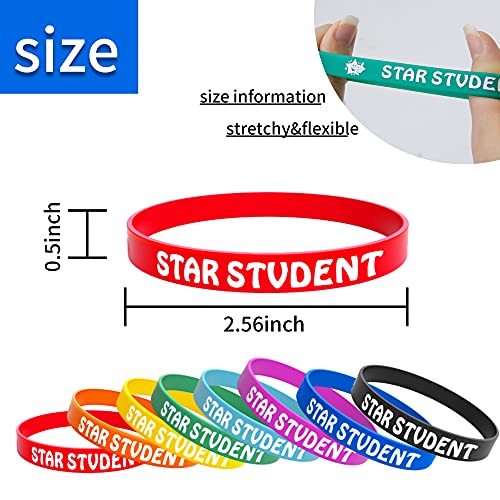 Wehhbtye 48PCS Star Student Wristbands-8 Color Star Student Silicone Bracelets, rubber Bracelets for Student Rewards School Classroom Teacher Recognition Award, Education Activities - Image 2