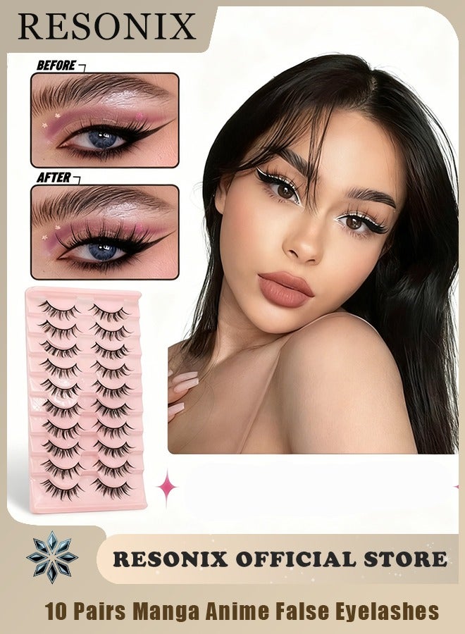 ريزونيكس رموش مانجا الصناعية بمظهر طبيعي - رموش ثلاثية الأبعاد سميكة مدببة على طراز الأنمي، رموش مكياج كورية من مانهوا كوسبلاي تبدو كمجموعات فردية (17 مم) - Image 1