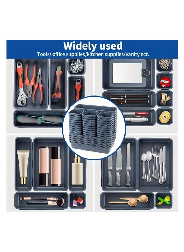 erorex 45 Pcs Tool Box Organizer Tray, 3-sizes Multifunctional Drawer Organizer Material, Wear-Resistant and Drop-Proof, Suitable for Tool Room, Garage, Office, Dresser, Study Table  - Image 3