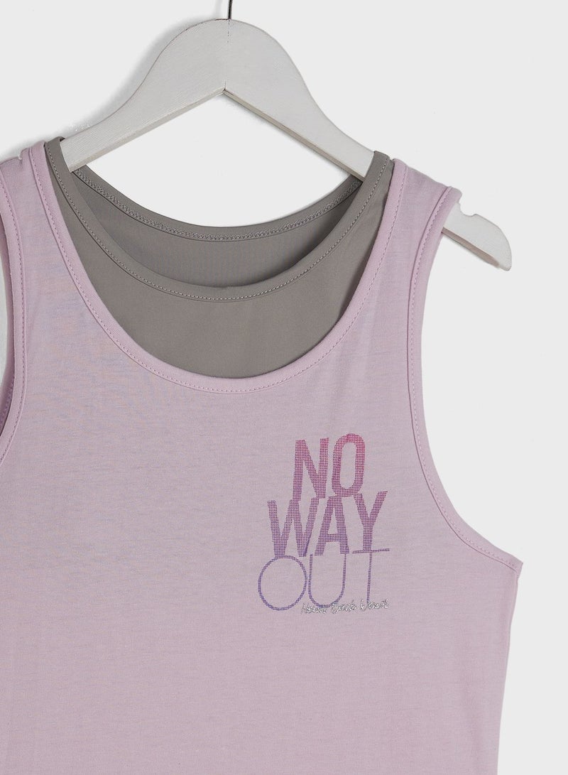 جاستس طقم (بلوزة بلا اكمام  + صدرية رياضية) - Image 3