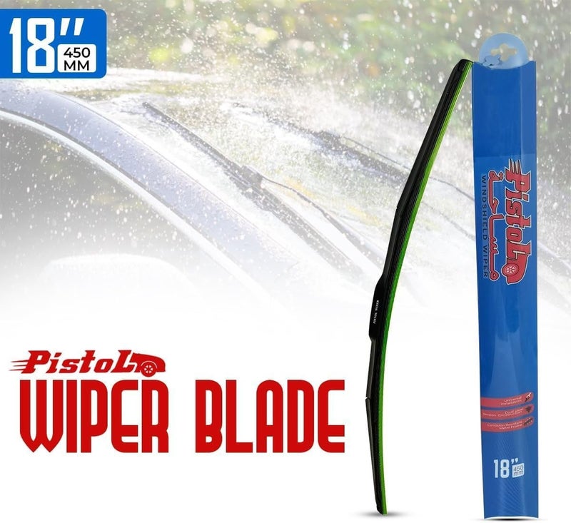Pistol 18" PISTOL Performance Windshield Wiper Blade – Universal Fit Automotive Wiper with Dual Steel Tension Spring, Corrosion-Resistant Frame, All-Weather Durable Rubber Blade for Efficient Water Clearance and Clear Visibility – 1 Piece - Image 2