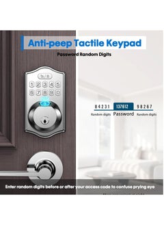 KASTWAVE Keyless Entry Door Lock-Deadbolt Smart Door Locks for Front Door-Fingerprint Combination Door Lock -Front Door Lock -Electronic Keypad Code,Auto Lock (Satin Nickel)  - Image 4