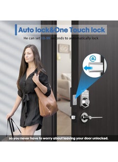 KASTWAVE Keyless Entry Door Lock-Deadbolt Smart Door Locks for Front Door-Fingerprint Combination Door Lock -Front Door Lock -Electronic Keypad Code,Auto Lock (Satin Nickel)  - Image 5