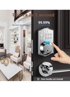 KASTWAVE Keyless Entry Door Lock-Deadbolt Smart Door Locks for Front Door-Fingerprint Combination Door Lock -Front Door Lock -Electronic Keypad Code,Auto Lock (Satin Nickel)  - Image 3