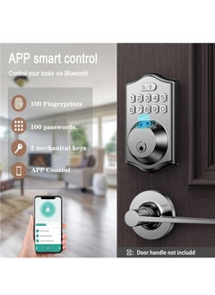 KASTWAVE Keyless Entry Door Lock-Deadbolt Smart Door Locks for Front Door-Fingerprint Combination Door Lock -Front Door Lock -Electronic Keypad Code,Auto Lock (Satin Nickel)  - Image 2