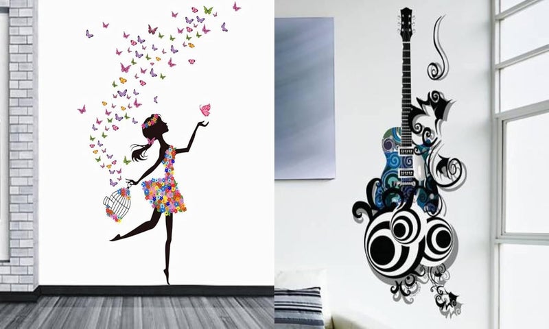 WalltechSet of 2 Wall Sticker Dream Girl and Guitar Wall Sticker - Image 1