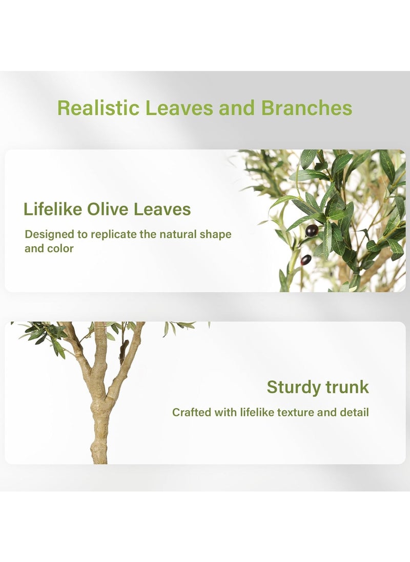 Artificial Olive Tree ,150cm Olive Tree with Lifelike Olive Branches and Fruits, Perfect  Long Artificial Tree for Home Office Deco