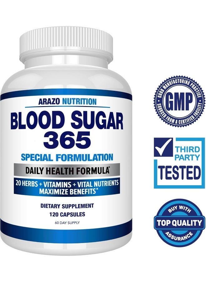 Arazo Nutrition Blood Sugar Support Supplement - 120 Pills  - Image 2