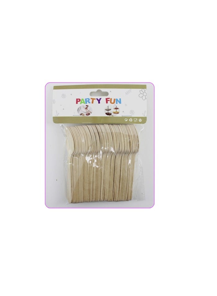 PARTY FUN Natural Wooden Mini Spoon 11Cm 50Pcs/Pkt - Image 3