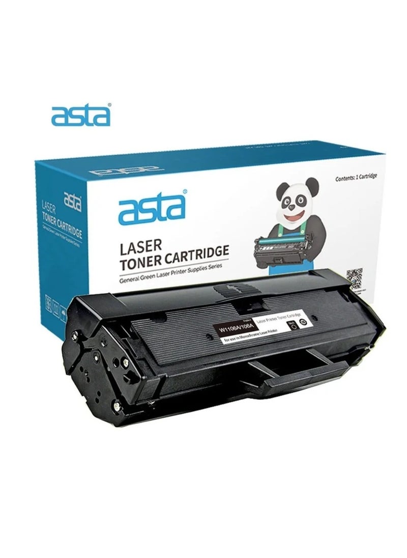 Asta ASTA 106 106A Toner Cartridge With Chip W1106A Compatible For HP LaserJet 107a MFP 135a 135w 137fnw Printer Black BK Premium Professional Office Consumable Printing W1106 1106A 1106 106A.  - Image 1