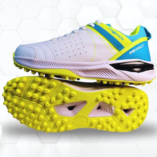 Prokick Revolt Cricket Shoes with Rubber Studs | Lightweight & Durable | All-Round Cricket Footwear for Turf and Hard Ground (WHITE/SEA GREEN/LIME YELLOW, UK Footwear Size System, Adult, Men, Numeric, Medium, 9) - Image 5