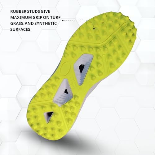 Prokick Revolt Cricket Shoes with Rubber Studs | Lightweight & Durable | All-Round Cricket Footwear for Turf and Hard Ground (WHITE/SEA GREEN/LIME YELLOW, UK Footwear Size System, Adult, Men, Numeric, Medium, 9) - Image 3