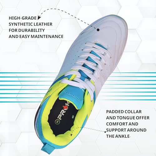 Prokick Revolt Cricket Shoes with Rubber Studs | Lightweight & Durable | All-Round Cricket Footwear for Turf and Hard Ground (WHITE/SEA GREEN/LIME YELLOW, UK Footwear Size System, Adult, Men, Numeric, Medium, 9) - Image 2
