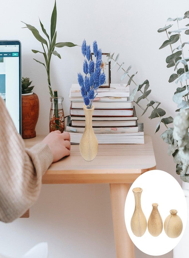 Amosfun 3pcs Wooden Vase DIY Craft Vase Flower Boho Dinner Table Decor Blank Small Rustic Farmhouse Decoration - Image 4