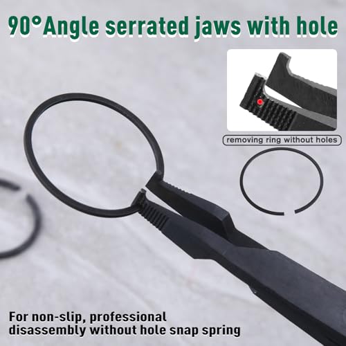 SPEEDWOX 9 inch Angle Tip Lock Ring Pliers for Transmission, Special Circlip Plier with Hole Angle Tip Retaining Ring Pliers Flat Nose Retaining Ring Pliers with Black Oxide Finish Ring Opening - Image 3