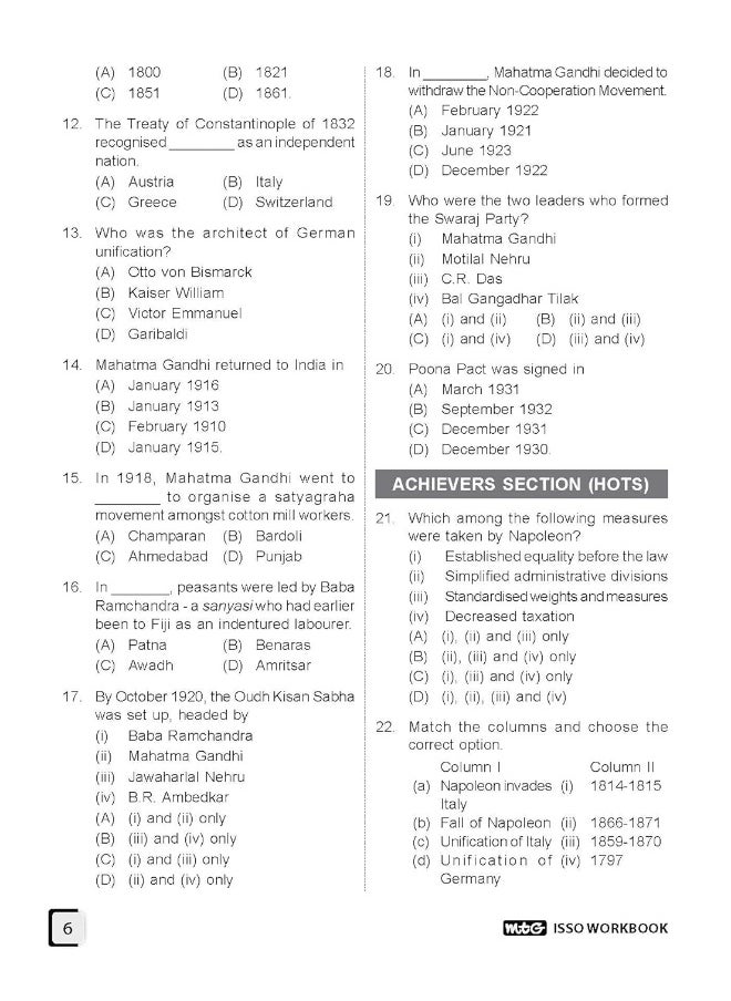 MTG International Social Studies Olympiad (ISSO) Workbook for Class 10 - Chapterwise MCQs, Previous Years Solved Paper & Achievers Section - ISSO Olympiad Books For 2023-2024 Exam  - Image 4