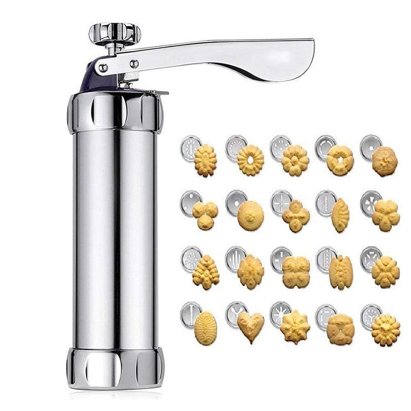 Manual Cookie Press Gun with 20 Discs, Stainless Steel - Image 1