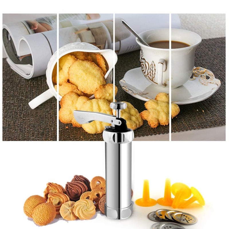 Manual Cookie Press Gun with 20 Discs, Stainless Steel - Image 3