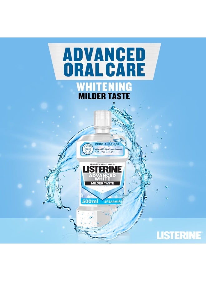 Listerine, Advanced White Mouthwash, Removes Tough Stains, Milder Taste, Spearmint Flavour, kills 99% of germs that cause bad breath, 500ml - Image 3
