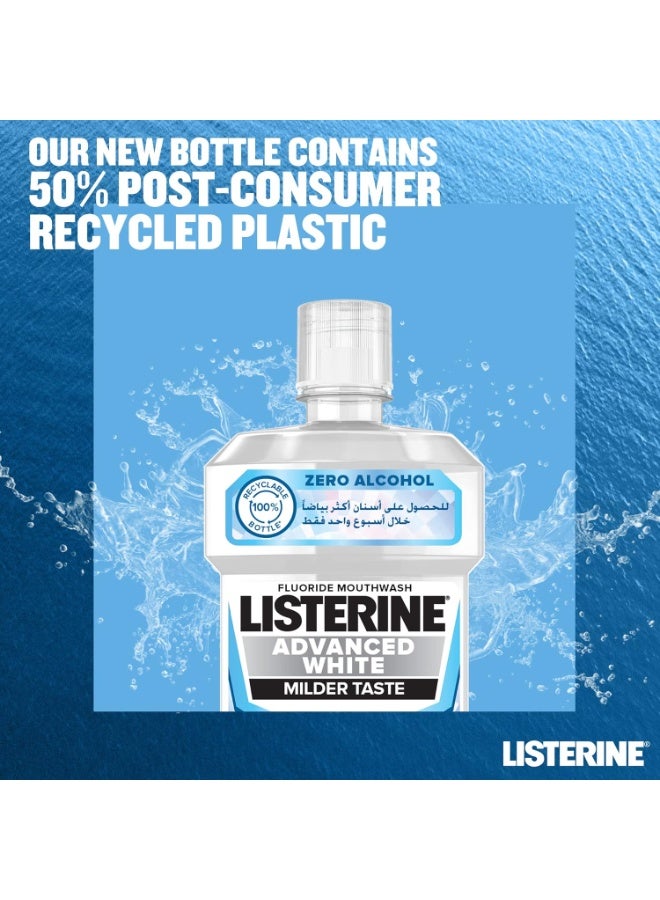 Listerine, Advanced White Mouthwash, Removes Tough Stains, Milder Taste, Spearmint Flavour, kills 99% of germs that cause bad breath, 500ml - Image 4