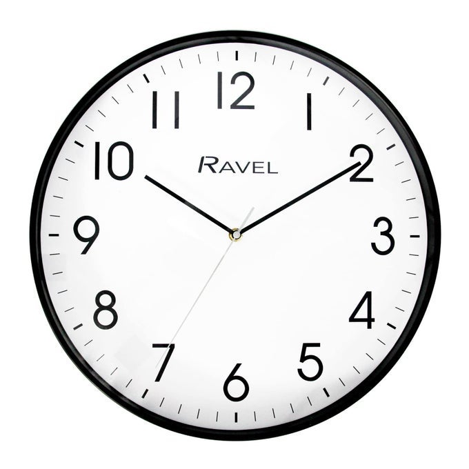 MODERN 40CM OFFICE AND KITCHEN WALL CLOCK ANALOGUE QUARTZ RWC403 BLACK