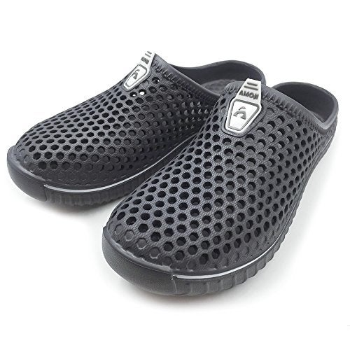 Amoji Garden Clogs Shower Shoes Rubber Sandals Yard Beach Pool House Summer Slipper 1702 Grey 9 Women/7.5 Men - Image 5