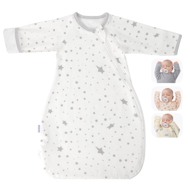 Knirose Transitional Swaddle Sack with Arms Up Length Sleeves and Mitten Cuffs 0-3 Months Wearable Swaddling Blanket Sleeping Bag Cotton for Newborns Baby Boys Girls Sleep Sacks Snug Fit Calms Startle Reflex - Image 1