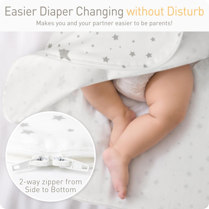 Knirose Transitional Swaddle Sack with Arms Up Length Sleeves and Mitten Cuffs 0-3 Months Wearable Swaddling Blanket Sleeping Bag Cotton for Newborns Baby Boys Girls Sleep Sacks Snug Fit Calms Startle Reflex - Image 4