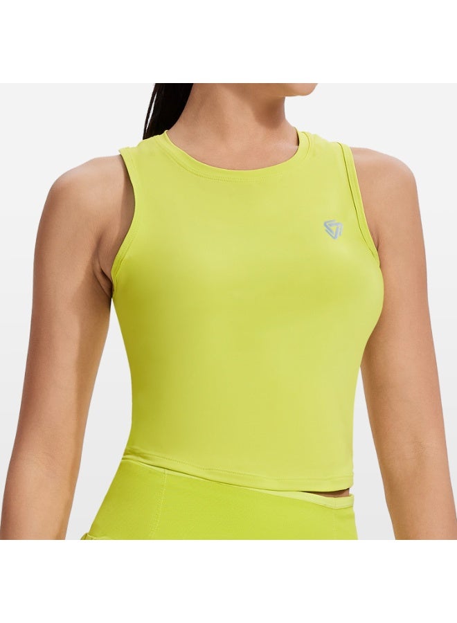 Tank Top Stretchy Slim Casual Sleeveless Vest Fitness Workout Sport Gym Yoga Sexy Women Crop Top Athletic T Shirt Running Tanks  - Image 1