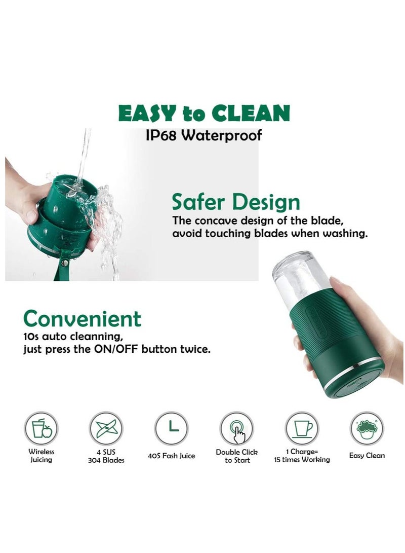 SYOSI Portable Blender Cup 300 ML Personal Blender Smoothie Maker Make Healthy Smoothies for Travel Sports Kitchen Juicer with Stainless Steel Two blade Cutter Head Fruit Juice Mixer Battery Powered - Image 5