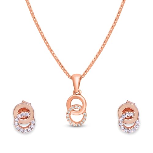 ZAVYA 925 Sterling Silver Rose Gold Plated CZ Jewellery Set | Gift for Women & Girls | With Certificate of Authenticity and 925 Hallmark - Image 1