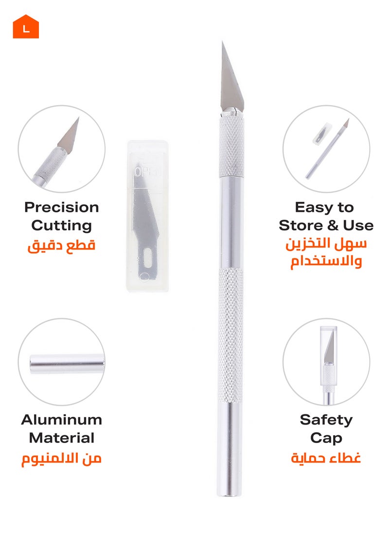 LAWAZIM - Precision Cutter Set of 3 - Aluminum Craft Cutter, Hobby Cutter with 5 Stainless Steel Replaceable Blades, and Safety Caps - For DIY Projects, Paper Cutting, Crafting, Scrapbooking, and Model-Making - Image 1