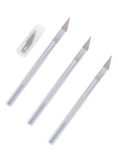 Precision Cutter Set of 3 - Aluminum Craft Cutter, Hobby Cutter with 5 Stainless Steel Replaceable Blades, and Safety Caps - For DIY Projects, Paper Cutting, Crafting, Scrapbooking, and Model-Making