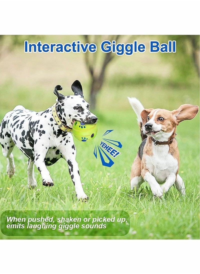 Excefore - Pet Ball Dog Toy,Interactive Giggle Ball Toy Wobble Funny Chewing Play Touch Wag Training Supplies Safe Green Herding Squeaky Gift for Large Medium Small Dogs - Image 1