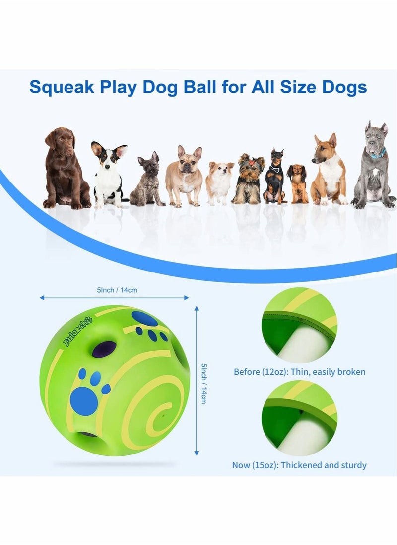 Excefore - Pet Ball Dog Toy,Interactive Giggle Ball Toy Wobble Funny Chewing Play Touch Wag Training Supplies Safe Green Herding Squeaky Gift for Large Medium Small Dogs - Image 1