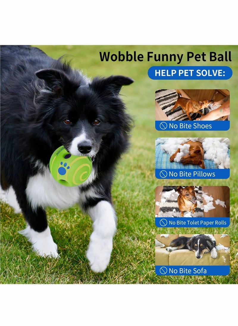 Excefore - Pet Ball Dog Toy,Interactive Giggle Ball Toy Wobble Funny Chewing Play Touch Wag Training Supplies Safe Green Herding Squeaky Gift for Large Medium Small Dogs - Image 1