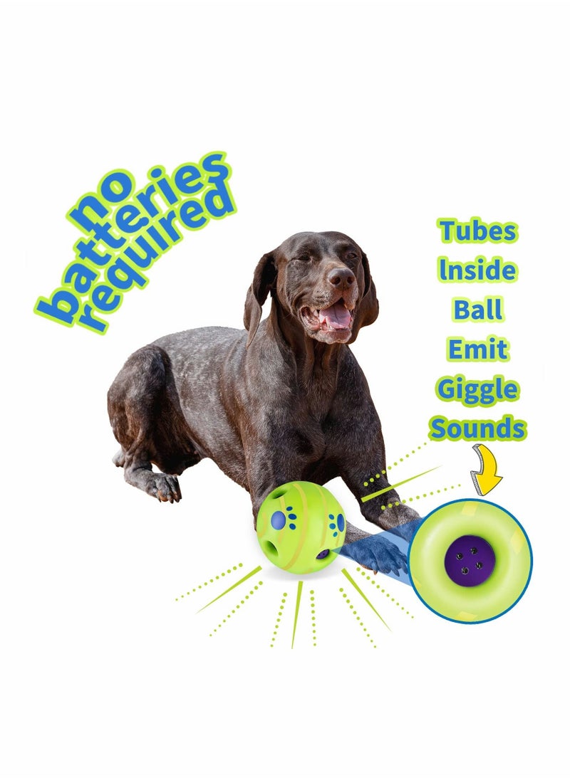 Excefore - Pet Ball Dog Toy,Interactive Giggle Ball Toy Wobble Funny Chewing Play Touch Wag Training Supplies Safe Green Herding Squeaky Gift for Large Medium Small Dogs - Image 1