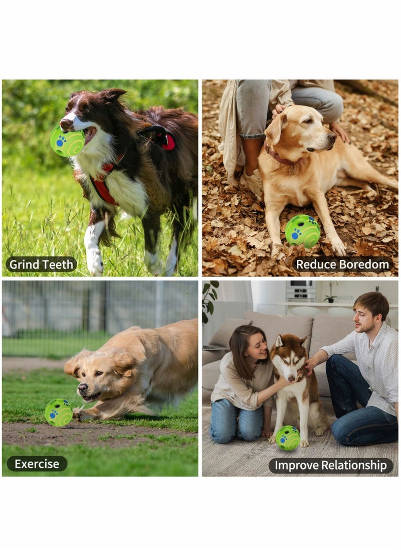 Excefore - Pet Ball Dog Toy,Interactive Giggle Ball Toy Wobble Funny Chewing Play Touch Wag Training Supplies Safe Green Herding Squeaky Gift for Large Medium Small Dogs - Image 1