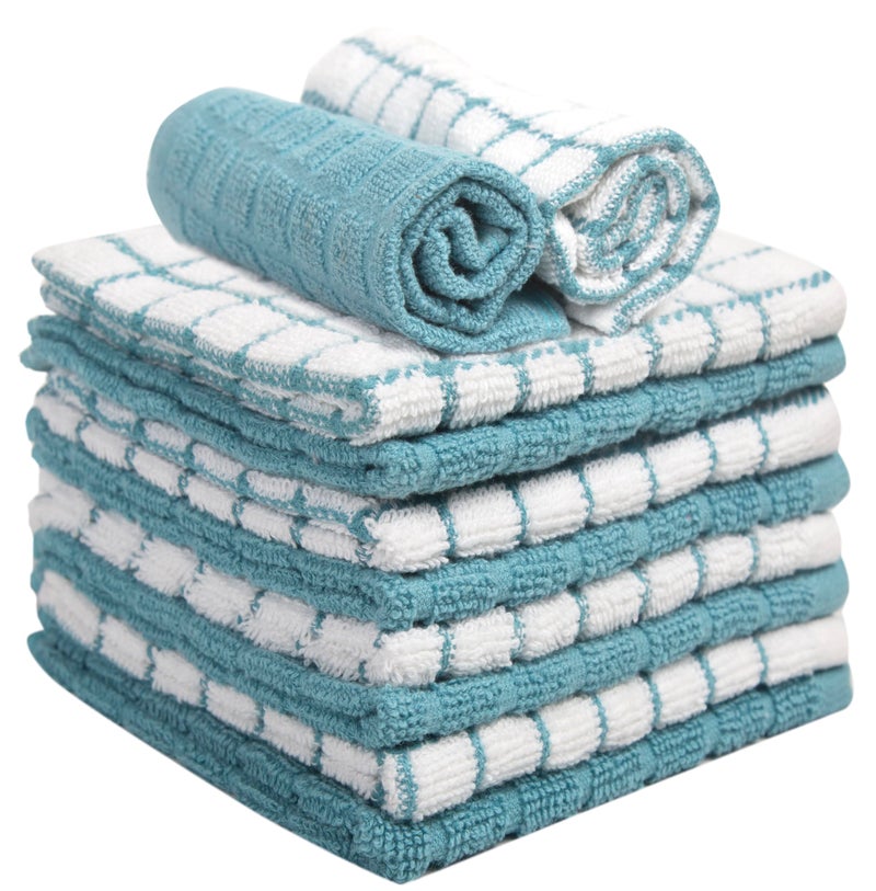Bumble Towels Bumble Dish Cloths (8 Pack) | 12" x 12" | 100% Cotton Kitchen Towels | 405 GSM | Soft, Highly Absorbent & Durable Dish Towels for Kitchen | Aqua - Image 4