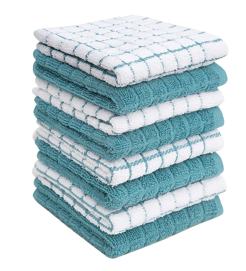 Bumble Towels Bumble Dish Cloths (8 Pack) | 12" x 12" | 100% Cotton Kitchen Towels | 405 GSM | Soft, Highly Absorbent & Durable Dish Towels for Kitchen | Aqua - Image 1