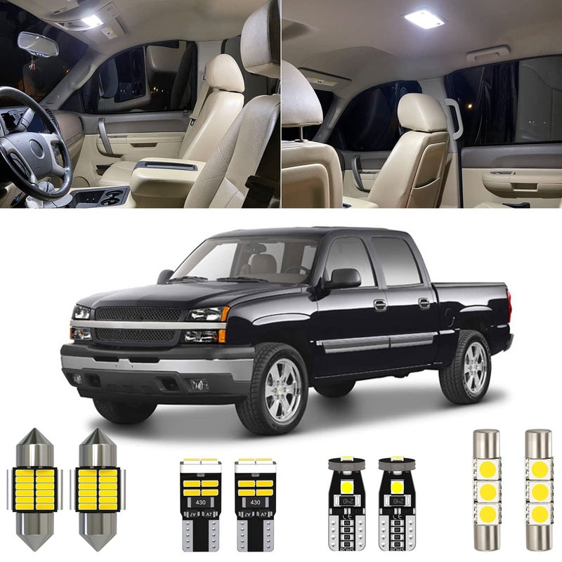 Xpismii 12 Piece 6000K White Interior LED Light Kit Package Replacement for Chevy Chevrolet Silverado/GMC Sierra 1999 2000 2001 2002 2003 2004 2005 2006, with Placement Diagram and Install Tool - Image 1