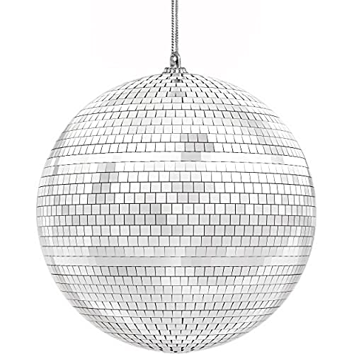 The Dreidel Company Mirror Disco Ball 6 Inch Silver Hanging Ball with Attached String for Ring Reflects Light Fun Party Home Bands Decorations Party Favor Single