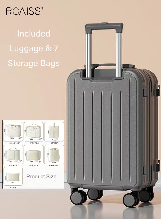 roaiss Trolley Case and 7 PCS Storage Bags Set with Universal Wheel Unisex Large Capacity Multifunctional Luggage with Telescopic Handle and Cup Holder for Men and Women Suitcases with Classification Bags Shock Absorbing Silent Wheels Carry on Luggage - Image 2
