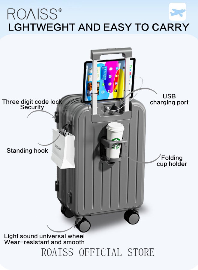 roaiss Trolley Case and 7 PCS Storage Bags Set with Universal Wheel Unisex Large Capacity Multifunctional Luggage with Telescopic Handle and Cup Holder for Men and Women Suitcases with Classification Bags Shock Absorbing Silent Wheels Carry on Luggage - Image 3